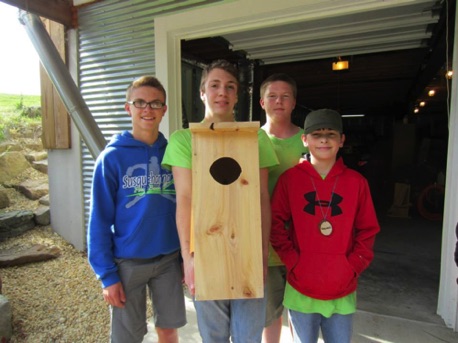A completed wood duck house, a fun activity and an important community contribution.
