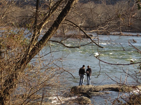 Fishing the Potomac River, beside the towpath near Harpers Ferry.