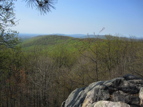 The view from the Appalachian Trail White Rocks Overlook, in early spring.